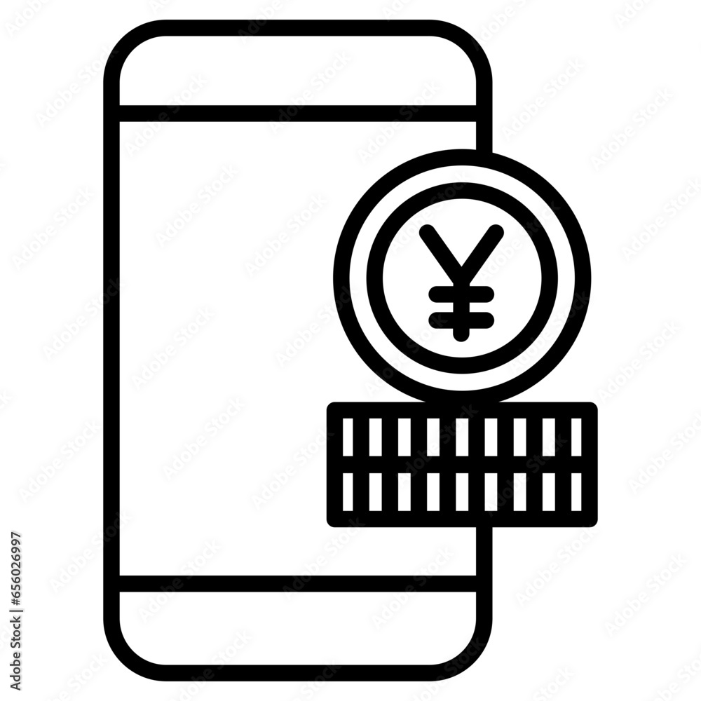 Canvas Prints outline yen mobile banking icon