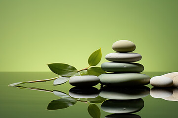 Tranquil spa pebble aquatic imagery in a minimalistic approach, artistic arrangement and ambiance, background with copy space