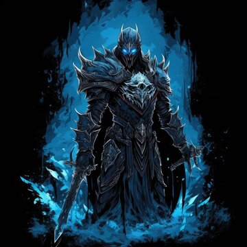 lich king wow tshirt design mockup printable cover tattoo isolated vector illustration artwork
