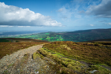 Fototapeta na wymiar Panoramic view of a valley in the Wicklow Mountains National Park.Ireland, Europe.