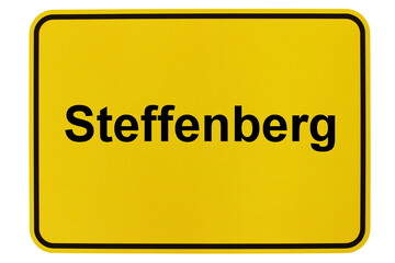 Illustration eines Ortsschildes der Gemeinde Steffenberg in Hessen - obrazy, fototapety, plakaty