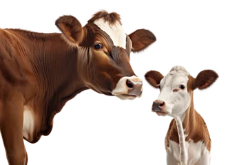 Gordijnen Cow with her calf, cut out © Yeti Studio