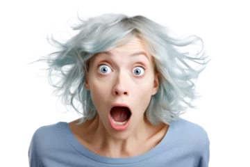 Fotobehang shocked woman surprised and scared, png file of isolated cutout object on transparent background. © Аrtranq