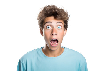 shocked teenager boy surprised and scared, png file of isolated cutout object on transparent background.