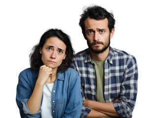 sad couple with family problems, png file of isolated cutout object on transparent background.