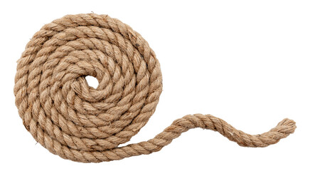 Jute. Twisted linen rope on a white background. Rope