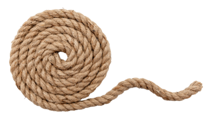 Jute. Twisted linen rope on a white background. Rope