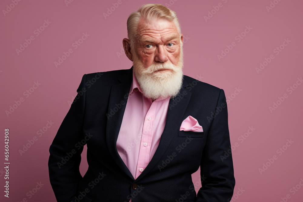 Aufkleber a picture of a man with a white beard wearing a pink shirt. this versatile image can be used in vari