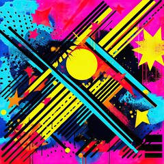 expressive graffiti neon artistic playful illustration design print geometric acid shapes style