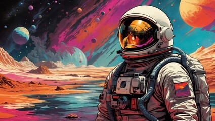 Retro Sci-Fi Space Exploration - obrazy, fototapety, plakaty