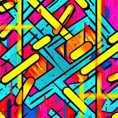 expressive graffiti neon artistic playful illustration design print geometric acid shapes style