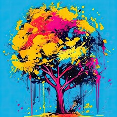 expressive graffiti neon artistic playful illustration design print geometric acid shapes style