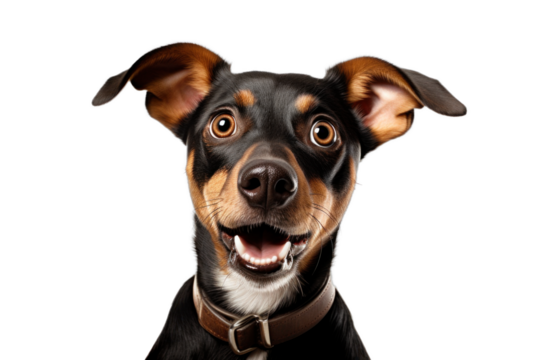amazed happy dog, png file of isolated cutout object on transparent background.