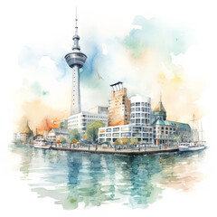 Düsseldorfer Fernsehturm: Aquarellansicht