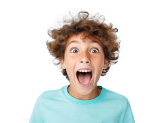 surprised joyful boy, png file of isolated cutout object on transparent background.