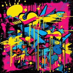 expressive graffiti neon artistic playful illustration design print geometric acid shapes style