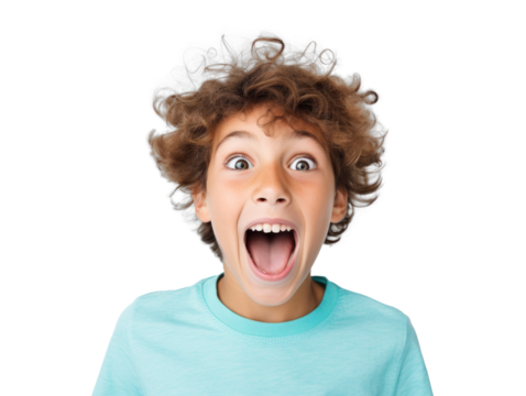 surprised joyful boy, png file of isolated cutout object on transparent background.