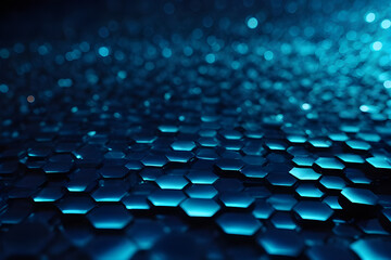 Abstract blue hexagons pattern background. Hi-tech communication concept innovation. AI Generated.