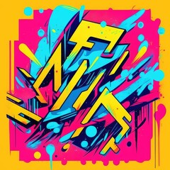 expressive graffiti neon artistic playful illustration design print geometric acid shapes style