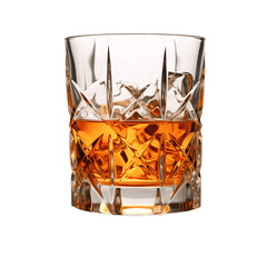 Chilled Whiskey Served with Ice on White Background
