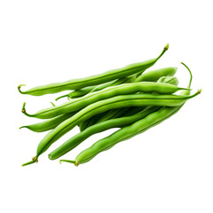 Slim Green Beans on a White Background
