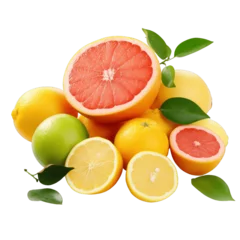 Foto op Plexiglas A Bounty of Fresh Citrus Fruits, Isolated on White Background  © Sanja