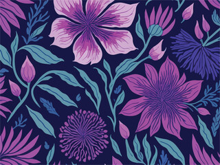 Purple Flowers pattern design vector ai generated