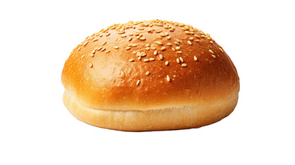 Fresh baked wheat bun isolated on a transparent or white background