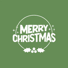 Merry Christmas lettering. Decorative holidays badge. Xmas celebration design for card or banner.