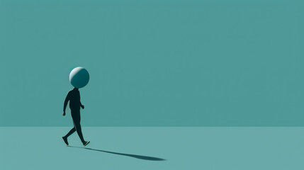 Obraz premium A person walking with a ball on their head