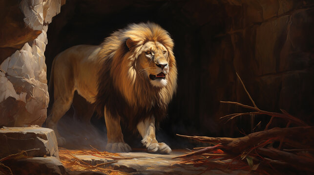 Pintura Leão saindo do túmulo de Jesus Cristo