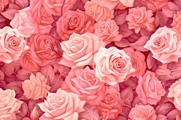 Pink Rose Garden: A Vibrant Abstract Design Background with Intricate Patterns, generative AI