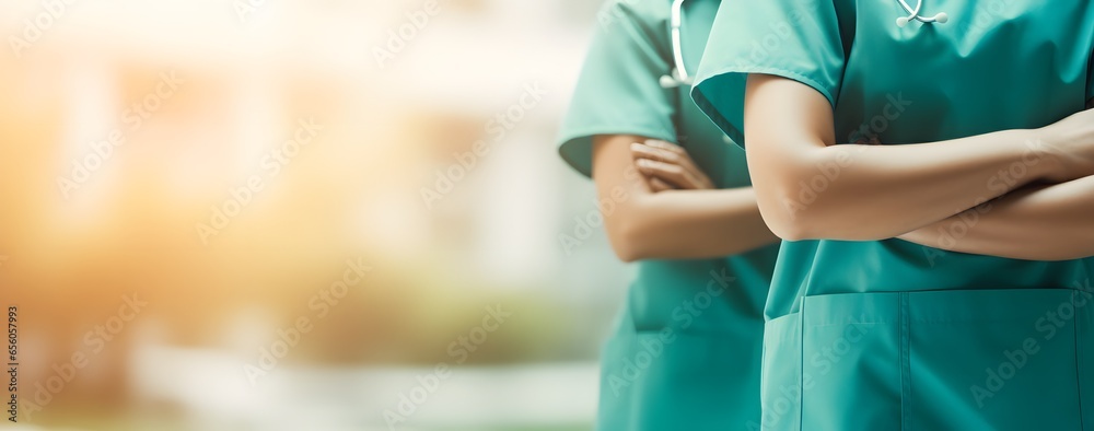 Wall mural Nursing Excellence: Two Dedicated Nurses in a Unified Stance