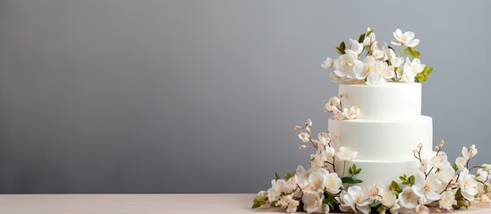 Floral white wedding cake