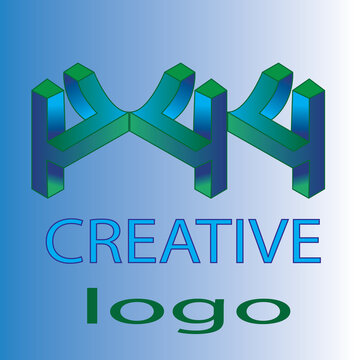 Geometric 3d logotype in a gradient style number 444 set for your company