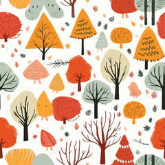 seamless pattern with colorful autumn trees