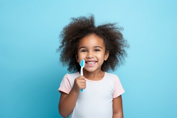 smiling black girl with toothbrush in hand | Dental care for children Generative Ai