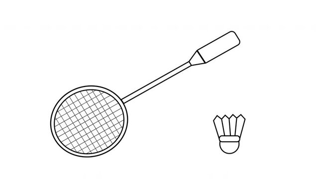 animated video of sketches forming badminton rackets and shuttlecocks