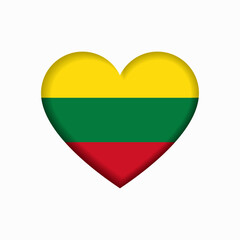 Lithuanian flag heart-shaped sign. Vector illustration.