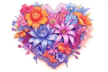 Symbolizing Love and Affection: A Vibrant Bouquet with Heart-Shaped Petals, generative AI