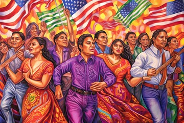Colorful Chicano Pride Parade Drawing: Vibrant Celebration of Culture, generative AI
