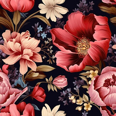 seamless backgrounds with colorful flower bouquets and botanical 