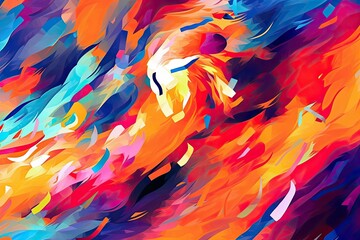 Abstract Sport Energy: Dynamic Digital Artwork with Bright Colors, generative AI