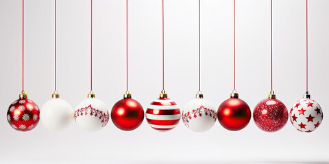Christmas background with globes and decorations, generative ai
