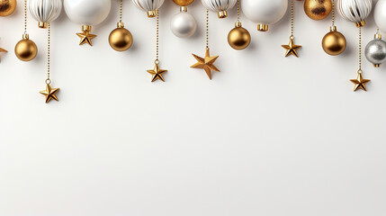 Christmas background with globes and decorations, generative ai - obrazy, fototapety, plakaty