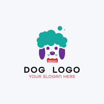 dog training grooming paw logo design vector