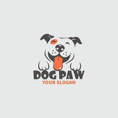 dog training grooming paw logo design vector