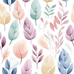 Fototapeta premium Watercolor Gentle Leaves Digital seamless pattern
