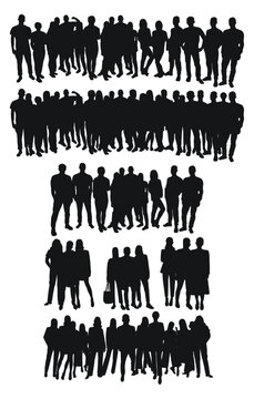 Image of crowd silhouette, group of people. Male and female body shapes