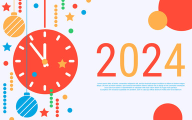 Merry Christmas and Happy New Year flat design style vector illustration. Design for banner, invitation card, horizontal flyer